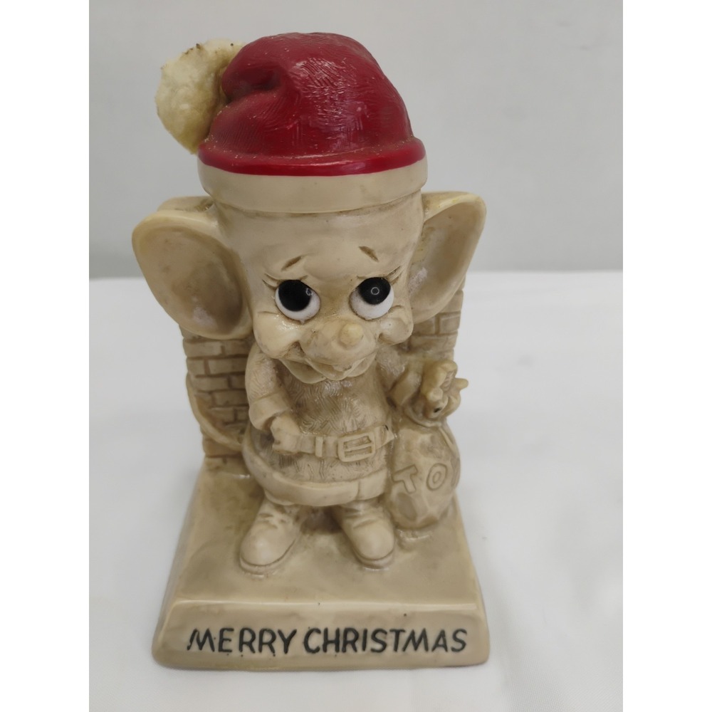 Mouse Santa Claus Merry Christmas  Russ Berrie 1969 Vintage USA